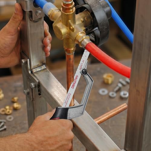 HAUTMEC Compact Hacksaw, 10" Hacksaw with Bi-Metal HSS Blade, Aluminium Frame, Cutting Guide Design, Small Hand Saw for Cutting Metal, Plastic, PVC & Wood, Ideal for Tight Spaces – HT0427 - style: Upgrade