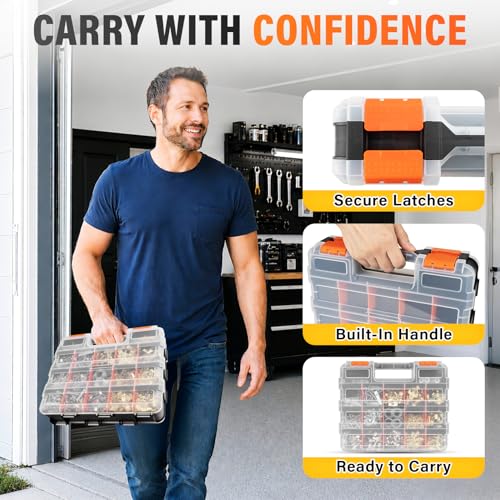 DIYSELF 2 Pack Hardware Organizer, 34-Compartment Small Parts Organizer - size: 2 Pack