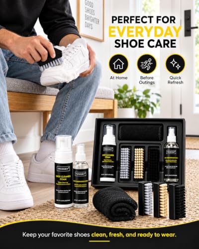 6-in-1 Premium Shoe Cleaning Kit,with 3 Brushes & Microfiber Towel