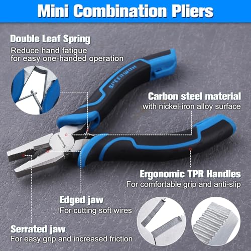 SPEEDWOX 5-Inch Mini Combination Pliers Lineman's Plier with Cutter - style: Combination Pliers