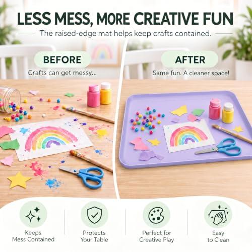 Silicone Craft Mat 24x16 with Raised Edges for Painting and DIY Projects - color: Purple