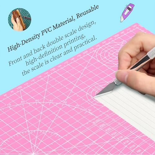 A5 Self-Healing Cutting Mat, Small Cutting Mat, Professional Double Sided Durable Cuttings Mats, Great for Hop Scrapbooking, Quilting, Fabric, Sewing Craft Projects (Black, A5) - color: Black