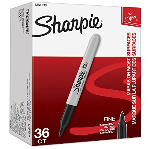 Sharpie Permanent Markers, Bulk Set, Fine Tip Markers, For Plastic, Metal, Wood, And More, Black, 36 Count