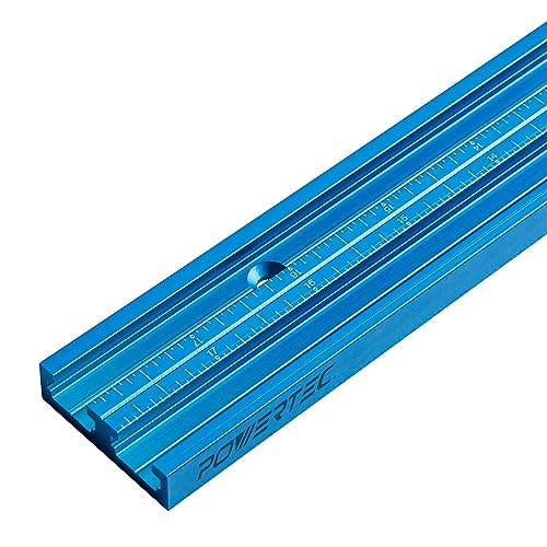 POWERTEC 71665 36" Double-Cut Profile Universal T-track with Predrilled Mounting Holes, Laser Engraved Center Scale – Dual Purpose Track for Woodworking, Drill Press Table, Table Saw Sled & Workbench - size: 36" Dual T-slot Track w/ scale (1PK)