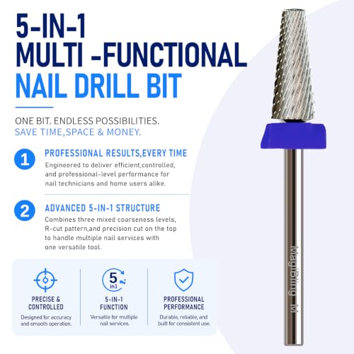 Medium Small 5-in-1 Tapered Barrel Nail Drill Bit, 3/32", Large-Angle Taper - size: Medium(M)