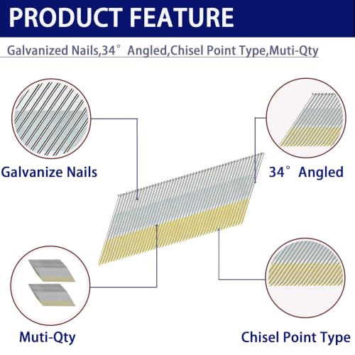 HW HAMWOO 15 Gauge 34°DA Angled Finish Nails,2":1000pcs - size: 2"--1000PCS