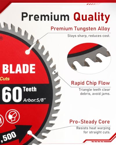 3Pcs 6 1/2 Inch Circular Saw Blade Set, Wood Saw Blade, 5/8 Arbor - size: 6 1/2 Inch