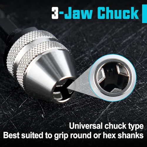 3Pcs Keyless Drill Chuck Adapter for Impact Driver, 1/4 Inch Hex Shank Quick Change Drill Bit Converter Set, Includes 0.3-6.5mm, 0.6-8mm and 0.3-3.6mm Micro Chucks Extension