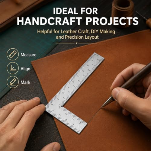Stainless Steel L - Shaped Woodworking Ruler - Double - Sided Precision Scale