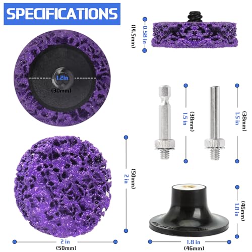 53PCS 2 Inch Quick Strip Disc with 1/4" Shank for Drill, Die Grinder