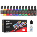 Nicpro 12 Colors Acrylic Model Ink Paint Set, 20ml Ready to Use - style: Ink Model Paint