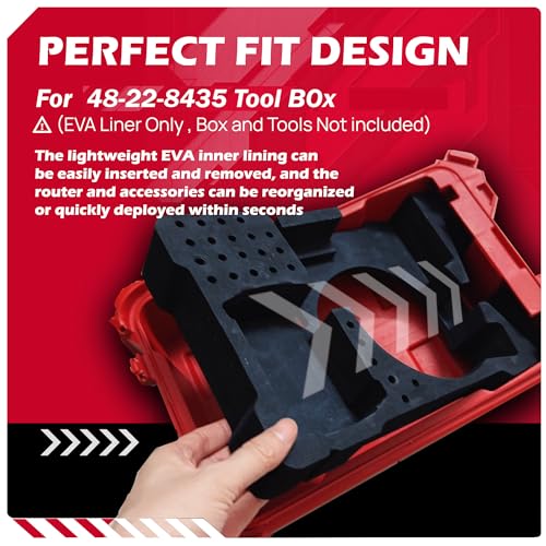Precision-Cut EVA Foam Insert for Router Storage | Fits Packout Organizer for 48-22-8435 Packout Tool Box | EVA Foam Insert with Accessory Slots | (Tool/Tool Box Not Included) - size: 2723-20