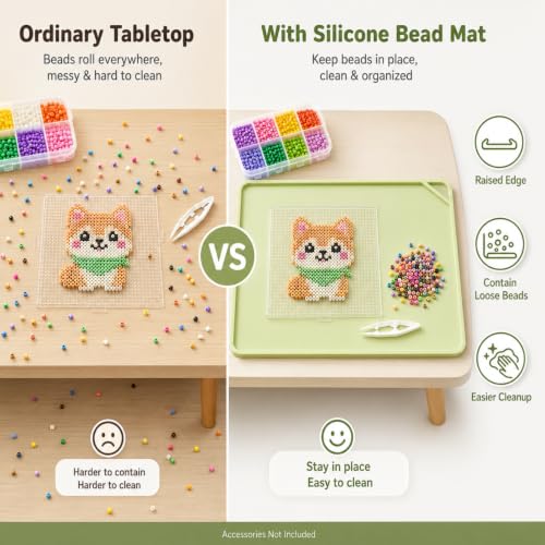 Large Fuse Bead Pegboard Mat 18.9 x 15 in, Silicone Craft Tray - color: Green