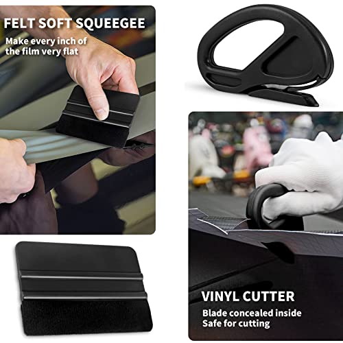 Gomake Vehicle Vinyl Wrap Window Tint Film Tool Kit Include 4 Inch Felt Squeegee, Retractable 9mm Utility Knife and Blades, Zippy Vinyl Cutter and Mini Go Corner Squeegee for Car Wrapping (5 Tools) - color: Pure Black