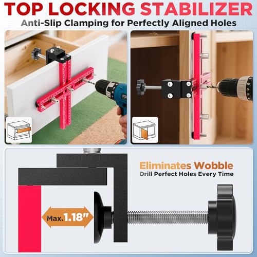 Cabinet Hardware Jig – Adjustable Drill Guide Template for Knobs & Handles | Precision Hole Locator for DIY Cabinet Installation (Fits 2.5" to 5" Spacing) - size: Medium