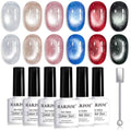 RARJSM Diamond Glitter Cat Eye Gel Polish Set 6 Pcs Sparkle Black Silver Red Blue Brown Nude Color Velvet Ice Jelly Glass Milky Way Cateye Gelpolish with Magnet Stick Curing Requires Home Manicure - color: Milkyway Diamond Cat Eye Set