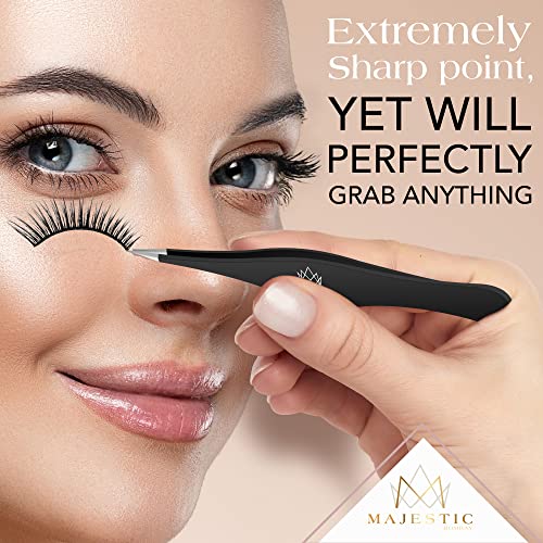 Majestic Bombay Fine Point Tweezers, Needle Nose, Tick Removal, Women, Men - color: Black & Yellow
