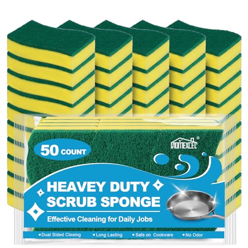 HOMEXCEL 50PK Sponges Kitchen, Heavy Duty Dish Scrubber Sponge for Home