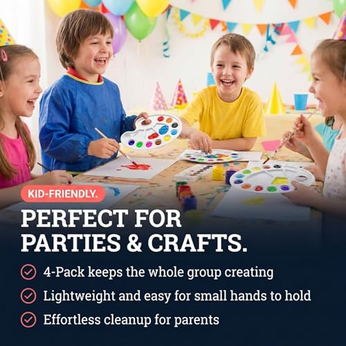 Performore 4 Pack White Plastic Paint Palettes with Thumb Hole, Oval - style: 4 Packs