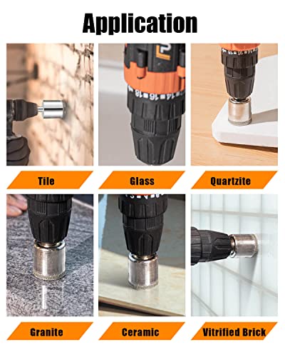 Diamond Drill bits, 15 PCS Diamond Hole Saw Drill Bit Set for Tile Pot, Glass Drill bits for Ceramic Bottles Porcelain Marble Granite Stone - color: 15 PCS (1/4"-2") Diamond Hole Saw