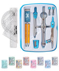 Mr. Pen 13 Piece Geometry Set with Shatterproof Storage Box, Blue - color: Blue