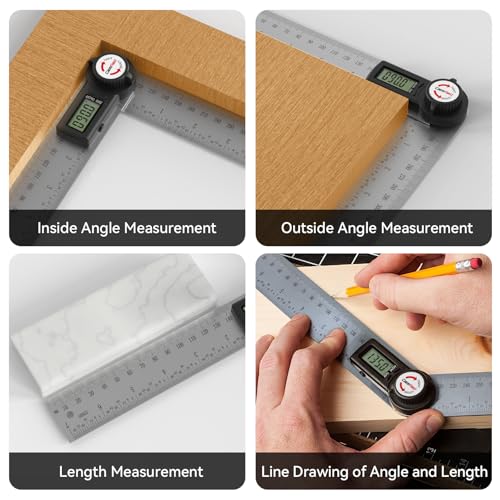 GemRed 82305 Digital Angle Finder Protractor Stainless Steel 7inch 200mm