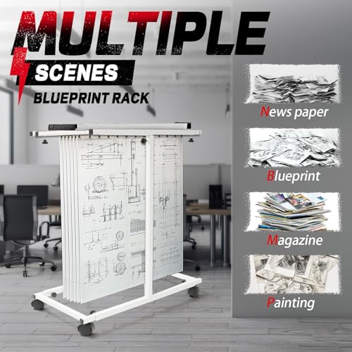 Mobile Blueprint Holder Rack Stand for for 30"/36"/42" Clamps - size: White