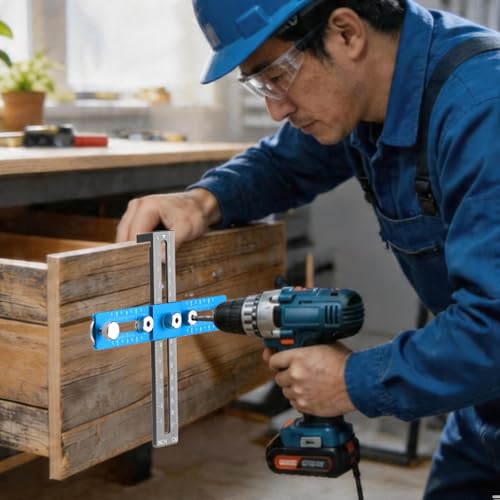 HARFINGTON Adjustable Cabinet Hardware Jig Cabinet Handle Template Tool - color: Blue