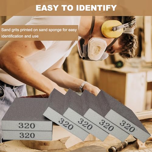 Tonmp 6 Pack 320 Grit Fine Sanding Sponge, Washable and Reusable Sanding Blocks Great for Pot Pan Brush Sponge Brush Glasses Sanding Wood Sanding Metal Sanding (320 Grit) - style: 320 Grit