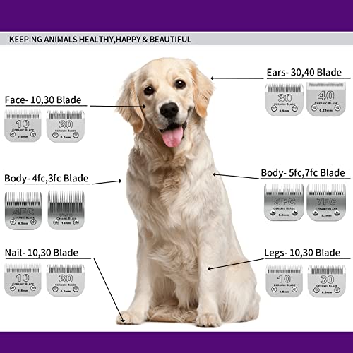 7FC Detachable Dog Blades Compatible with Andis/Oster A5 Grooming - color: Silver, size: 7FC 3.2mm (2 Pack)
