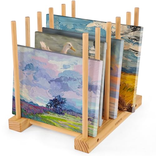 VISWIN Tabletop Art Storage Rack - Wooden Drying & Display Rack with Adjustable Slots for Organizing Canvas, Prints, Artwork, Panels, and Posters - Ideal Organizer for Studios & Galleries - size: Desktop Art Rack