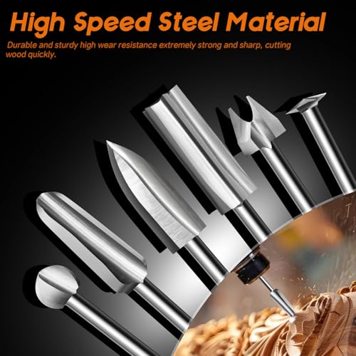 Wood Carving Drill Bits Set Compatible with Rotary Tool Different Shapes of Engraving Bits Meeting Woodworking DIY Carving, Drilling Hole, Grinding, Micro Sculpture (FO-3Pcs-BCK) - style: FO-3Pcs-BCK