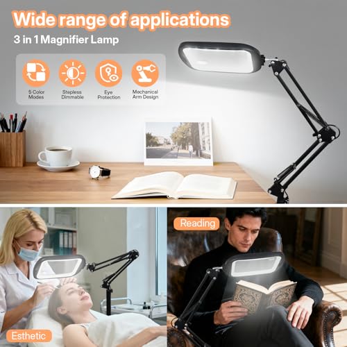 30X 10X Extra Large Floor Magnifying Glass with Light and Stand Hands Free