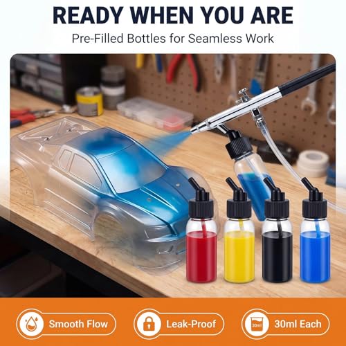 10 Pack 30ml Airbrush Bottles, Siphon Feed Plastic Jars with Lids