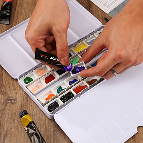MYARTOOL Empty Watercolor Palette, Metal Watercolor Tin with Fold Out Palette, Watercolor Paint Tray Palette with 24 Watercolor Full Pans for Plein Air Painting and Sketching - color: Colorful, size: 24 PCS Empty Full Pans