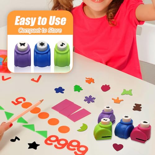 Luomorgo 12 Pcs Craft Hole Punch Shapes Set, Mini Paper Punchers
