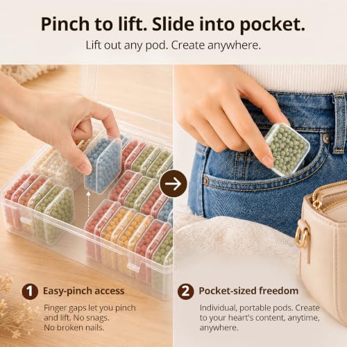 2-Pack Clear Plastic Bead Organizer Box 8.8x6.7x2.4