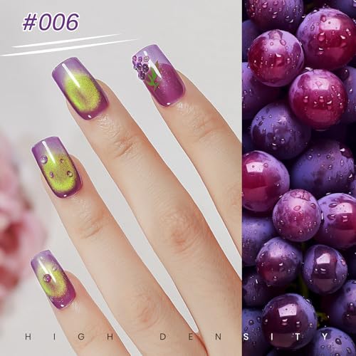 MIZHSE Cat Eye Gel Nail Polish, Fruit Colors Magnetic Gel Polish Set Gift - color: Fruit Cat Eye Gel