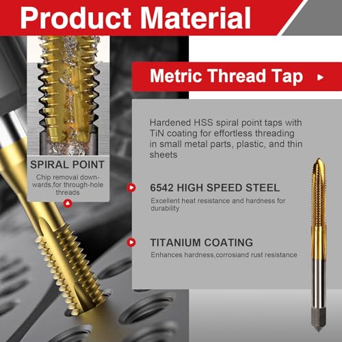 M3x0.5 Tap and 2.5mm Drill Bit Set, HSS M2 Taps and M35 Cobalt Drill Bits - size: M3×0.5+2.5mm