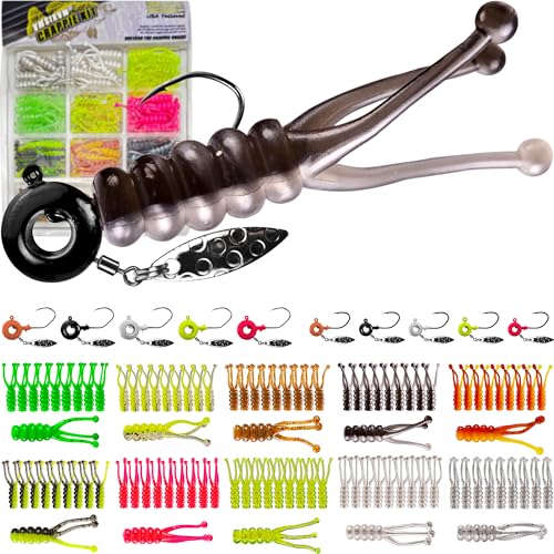 Crappie Jig Heads Lures Baits with Spinner, Scent Holder, 110 Pcs - color: 110Pcs - Crappie Jigs, Split TriTail Grub
