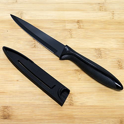 Chef Craft Premium Utility Knife with Sheath, 5 inch Blade 10 inches in Length, Black - style: Utility Knife with Sheath