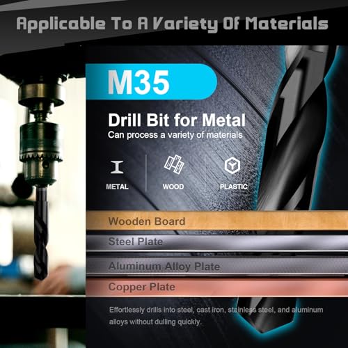 17/32 Inch Cobalt Drill Bit,HSS M35, Industrial Grade, TiAlN Coated - size: 17/32 Inch