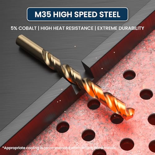 LU&MN M35 Cobalt HSS Twist Drill Bit, 3/16", 10 PCS - size: 3/16 in