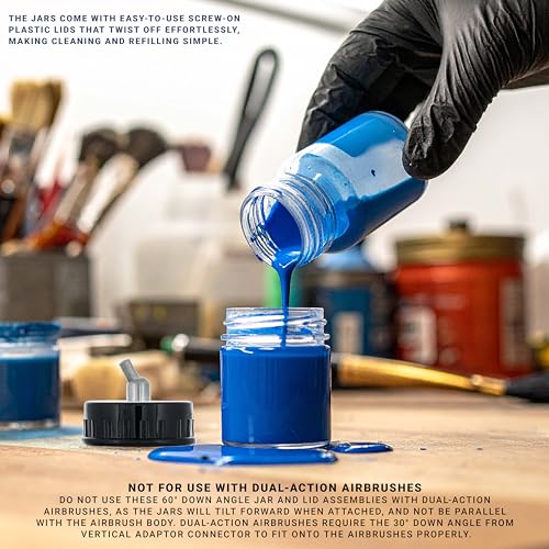 Master Airbrush Pack of 10, TB-003 Empty 3/4 oz. (22cc) Glass Jar Bottles - size: 0.75oz - Glass - 60°