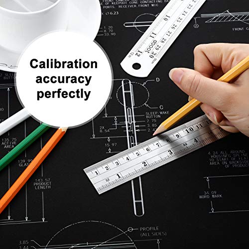 EBOOT Stainless 2 Pack Steel Ruler 12 Inch Metal Rule Kit with Conversion Table - color: Silver, style: 12 Inch, 12 Inch Style