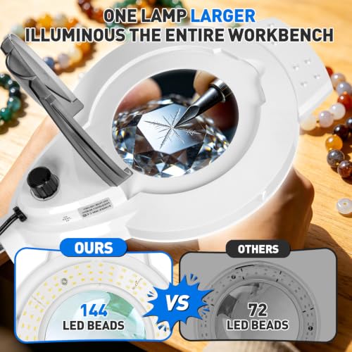 KIRKAS LED Magnifying Lamp with Clamp, 2,200 Lumens Dimmable 28in 12X - color: White 28in