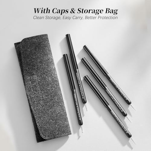 Nail Art Liner Brushes 5Pcs with Caps & Bag Thin Liner & Dotting Pen Set