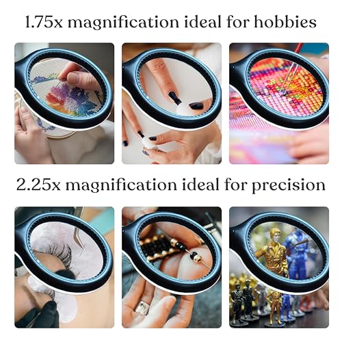 Brightech LightView Pro Flex 2 in 1 Magnifying Desk Lamp, 2.25x Light Magnifier, Adjustable Gooseneck Magnifying Glass with Light for Crafts, Reading, Close Work - size: 5 Diopter (2.25x)