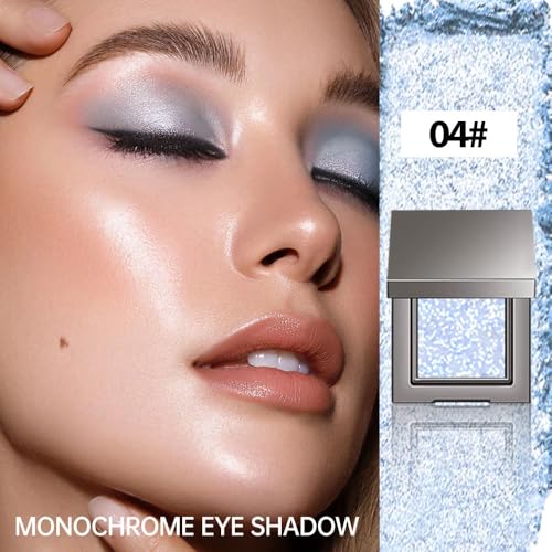 Matte Neutral Single Eye Shadow Palettes Eye Makeup, Light blue Glitter Cream Eyeshadow Palette Makeup, High Pigment Waterproof Nudes Eye Shadow Palettes, For Older Women(04# Pack of 1) - color: H-#04