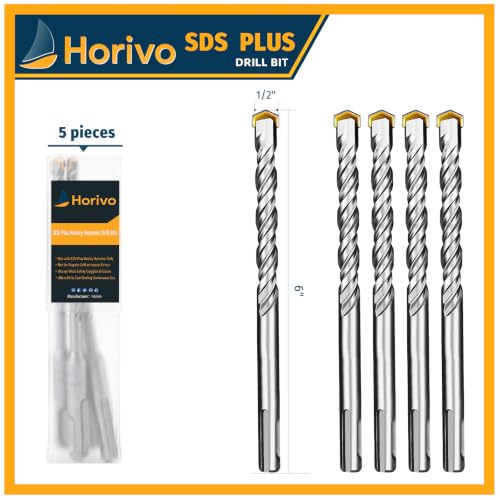 1/2" x 6" 5-Pack SDS-Plus Heavy Duty Carbide Concrete Drill Bits - size: 1/2" x 6"
